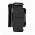 A black clip-on holder with a textured grip and a matte finish, shown on a plain white background.