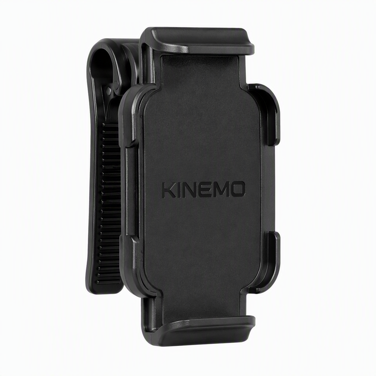 A black clip-on holder with a textured grip and a matte finish, shown on a plain white background.