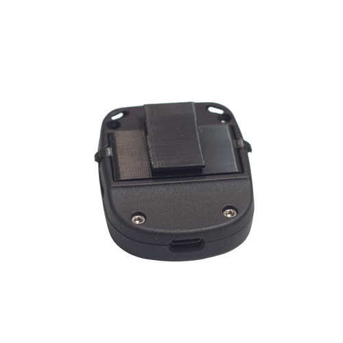 A black plastic clip with quick-release tabs, shown from the back against a plain white background.