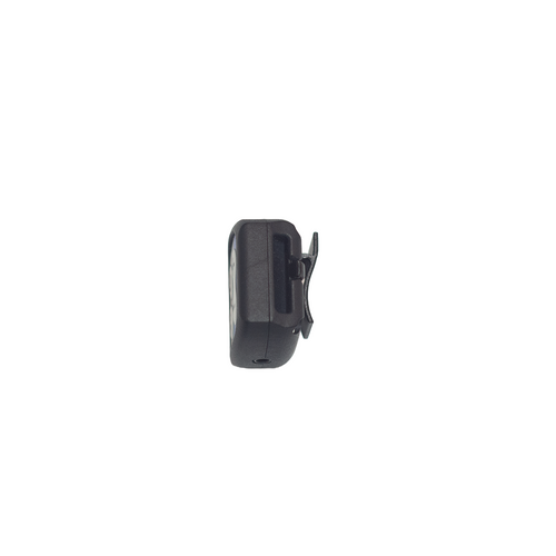 A small black plastic accessory with a clip on the side, shown from the back against a plain white background.