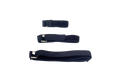Three navy blue adjustable fabric straps with metal buckle closures, arranged vertically on a plain white background.